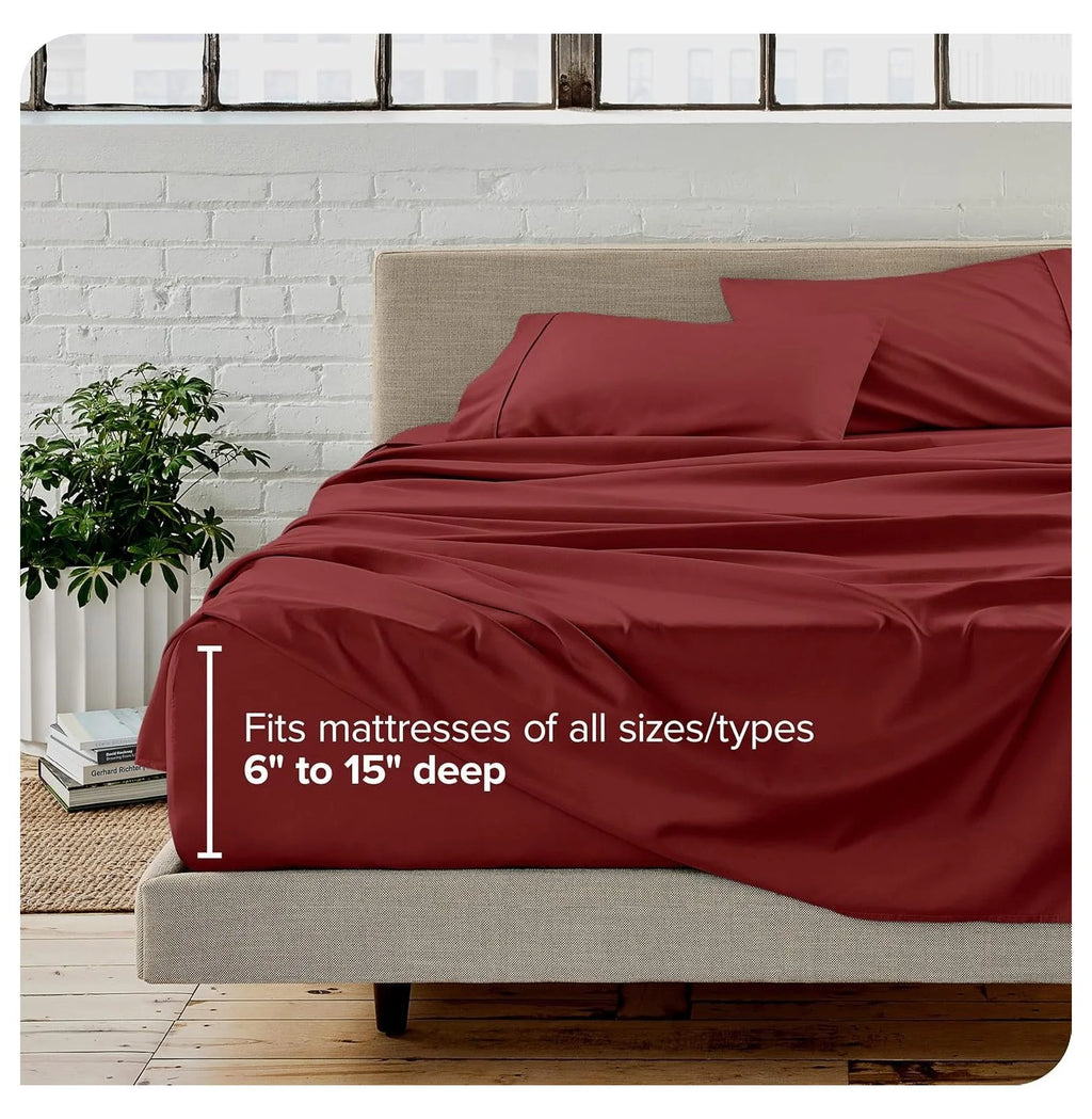 Rosewood 4 Piece Ultra-Soft Microfiber Full Bed Sheets A9526