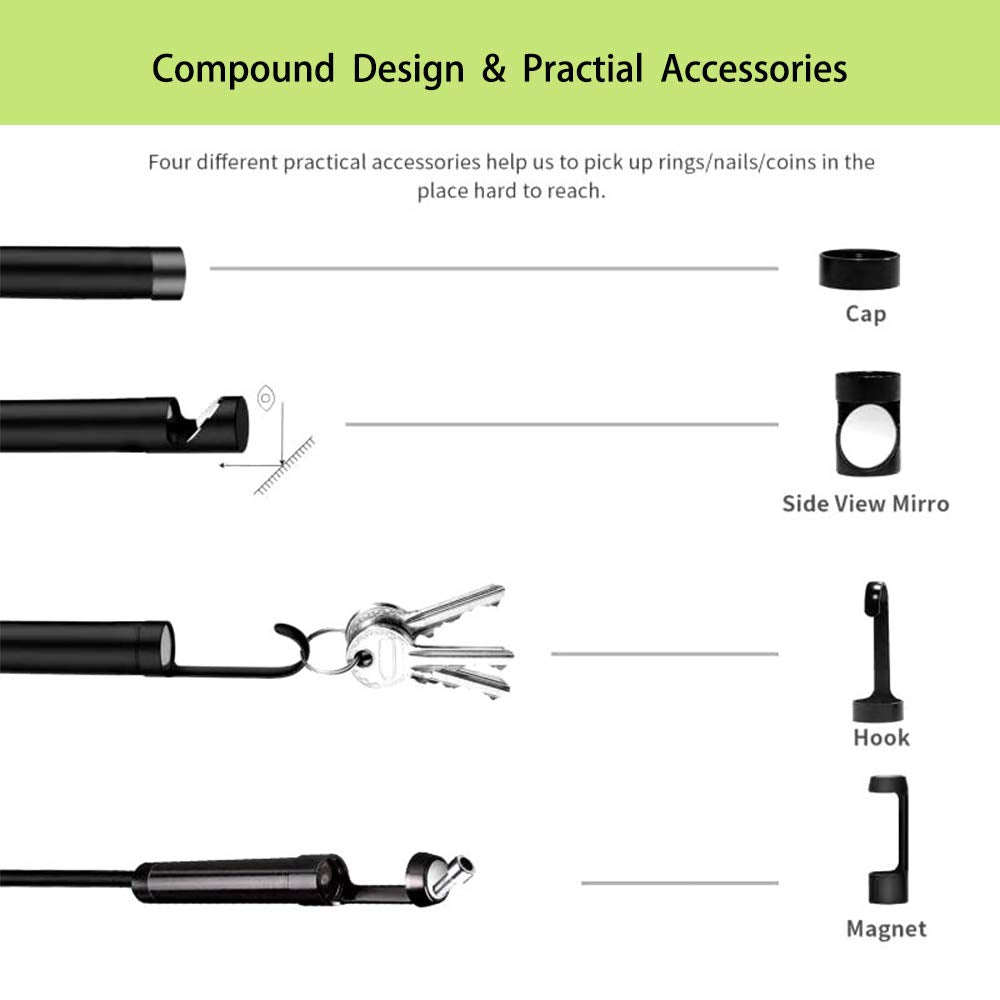 Endoscope Camera with Lights, 1080P HD Borescope Camera 4.3 Inch LCD Screen, IP67 Waterproof, 8 LED Lights, 3000mAh Battery, 32GB TF Card, Pack of 2 S8471