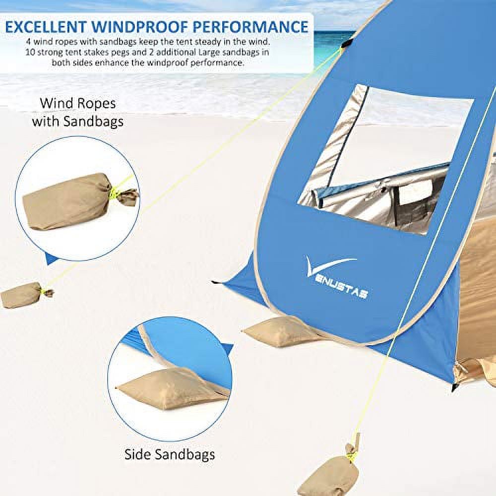 Large Pop Up Beach Tent Automatic Sun Shelter 3-4 Person Anti-UV Portable Beach Canopy F4637