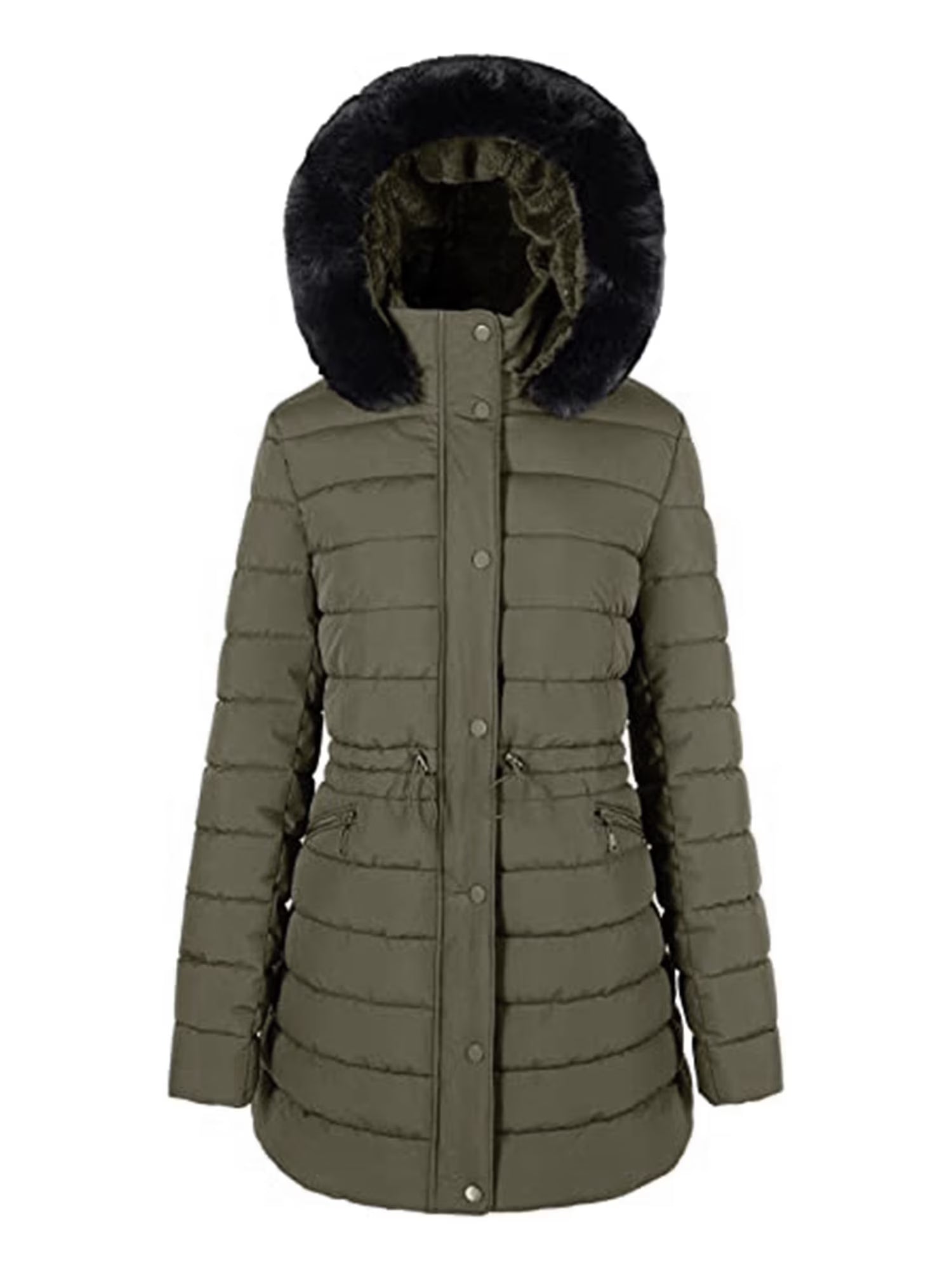 Water-Resistant Full-Zip Long Puffer Coat with Removable Hood X23414