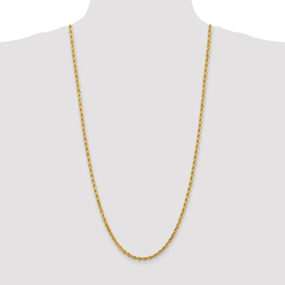 14kt Yellow Gold 4mm Diamond Cut Rope Chain with Lobster Clasp, 30 inch B832