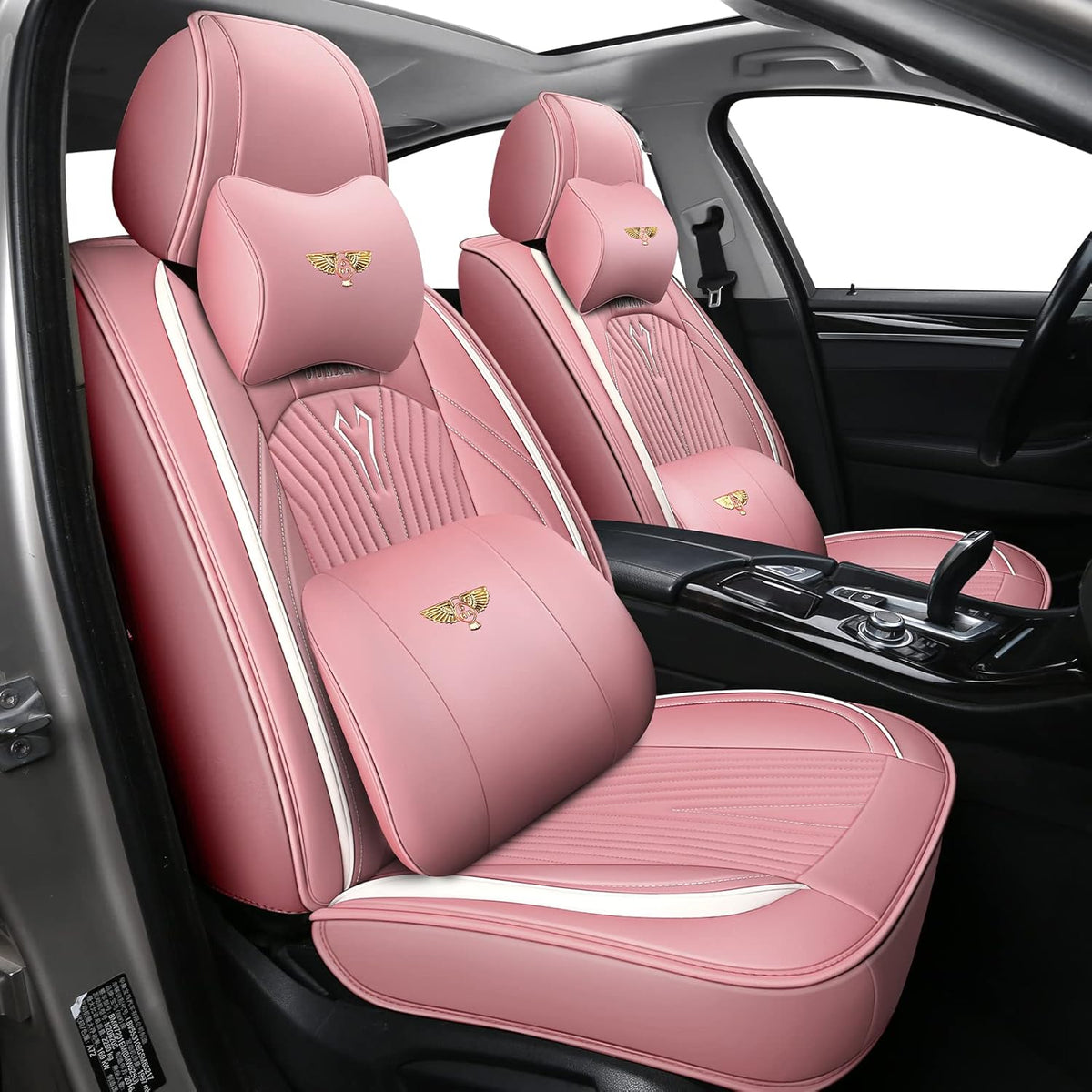 Black PU Leather Car Seat Covers Full Set 5 Seats A4891