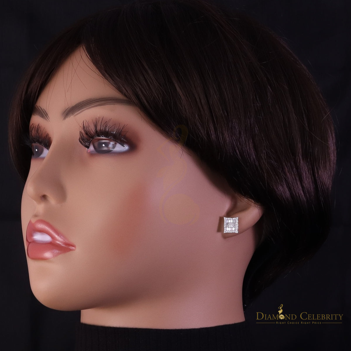925 Silver Moissanite Baguette Stud Earrings T3093
