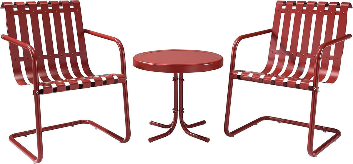 Caribbean Blue Retro Metal Outdoor Conversation Set with Side Table and 2 Chairs U546837