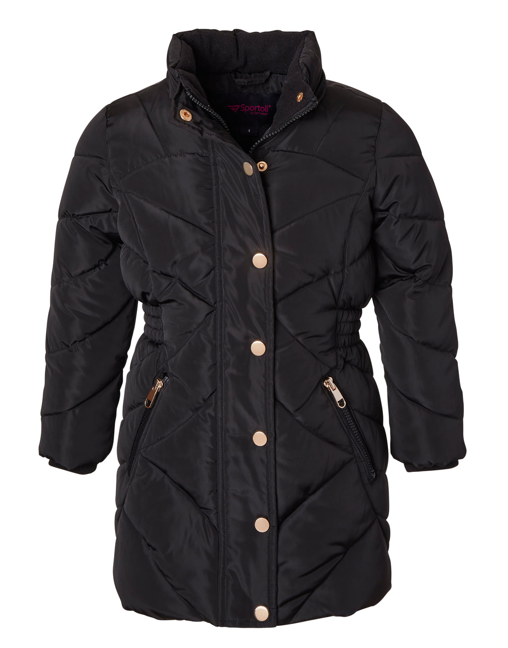 Girls Fleece Lined Quilted Hood Winter Puffer Jacket Coats - Black (5/6) M5723