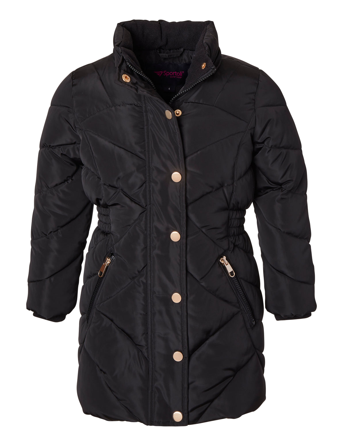 Girls Fleece Lined Quilted Hood Winter Puffer Jacket Coats - Black (5/6) M5723