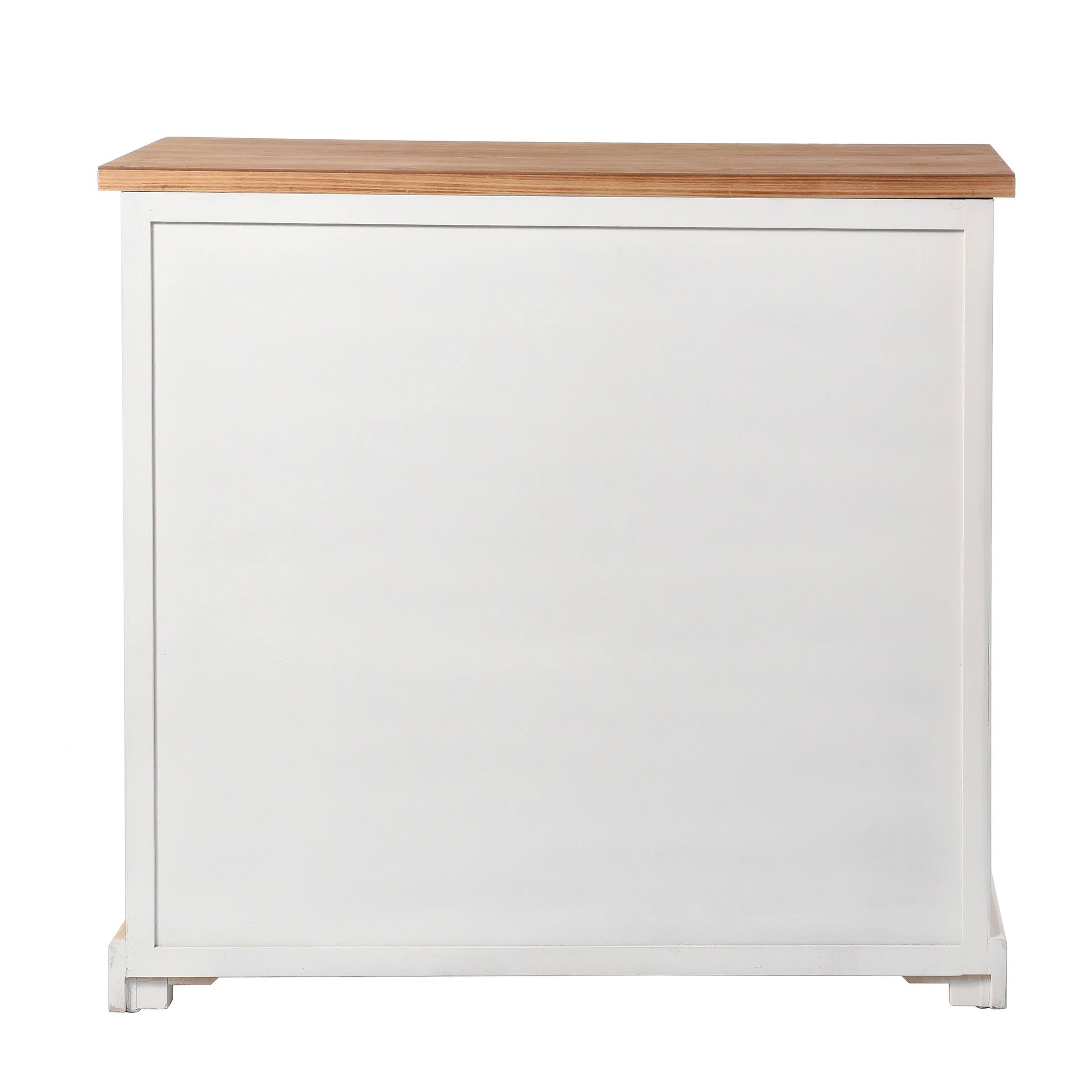 3 Door 2 Drawer Shabby Chic Window Pane Cabinet Antique White Natural B3555