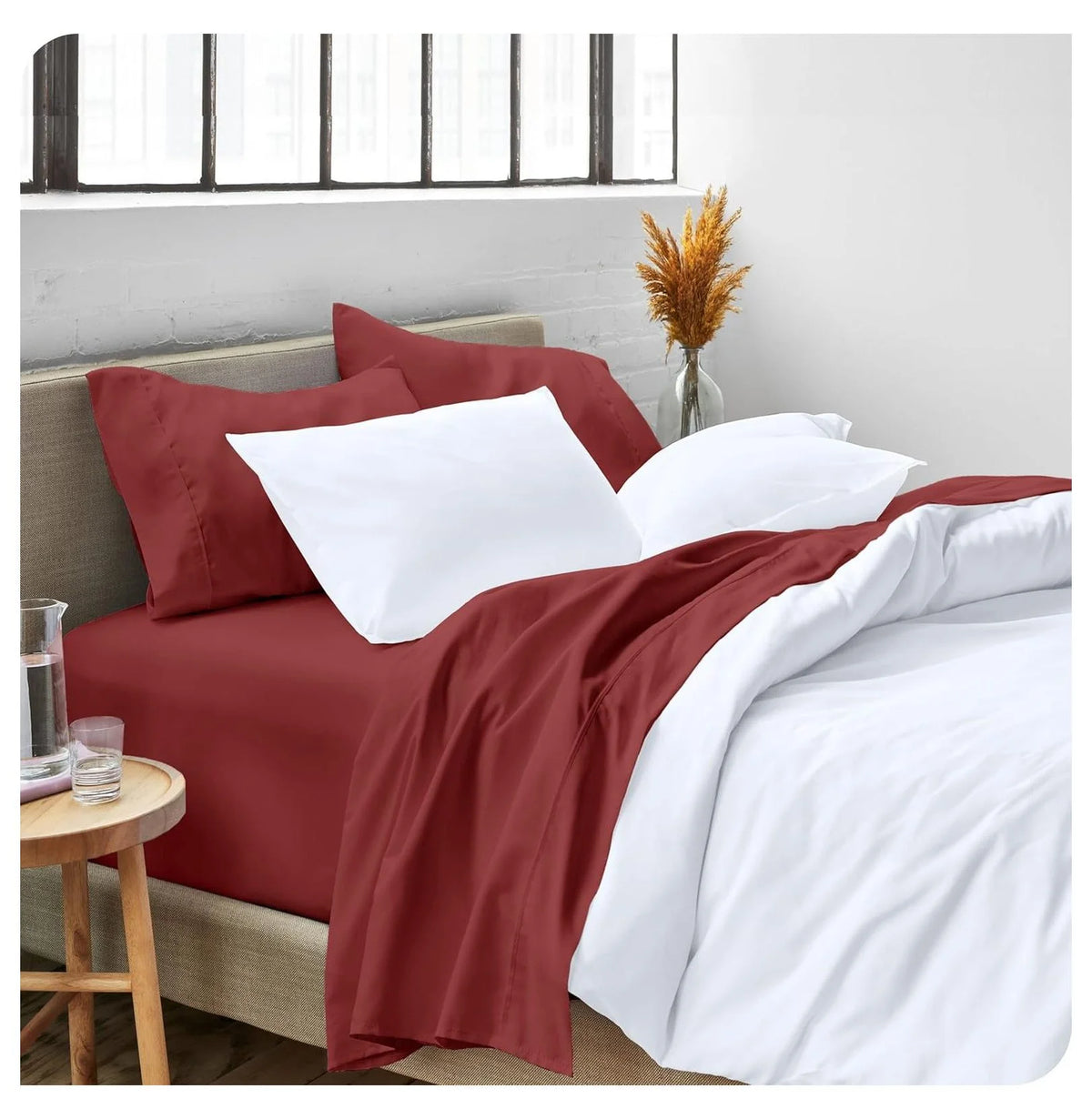Rosewood 4 Piece Ultra-Soft Microfiber Full Bed Sheets A9526
