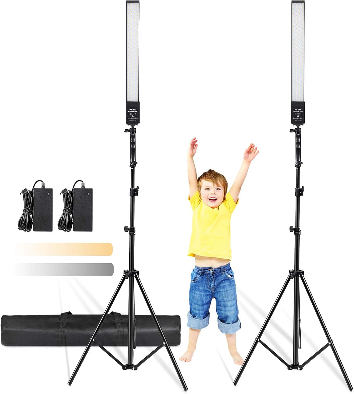 24W 2 Pack Bi-Color LED Video Light Kit with Tripod Stand D966048