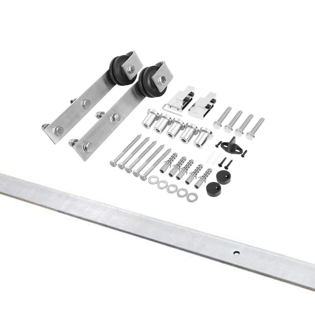 White Silk Solid Panel Interior Barn Door with Stainless Steel Rail Track Set Q702