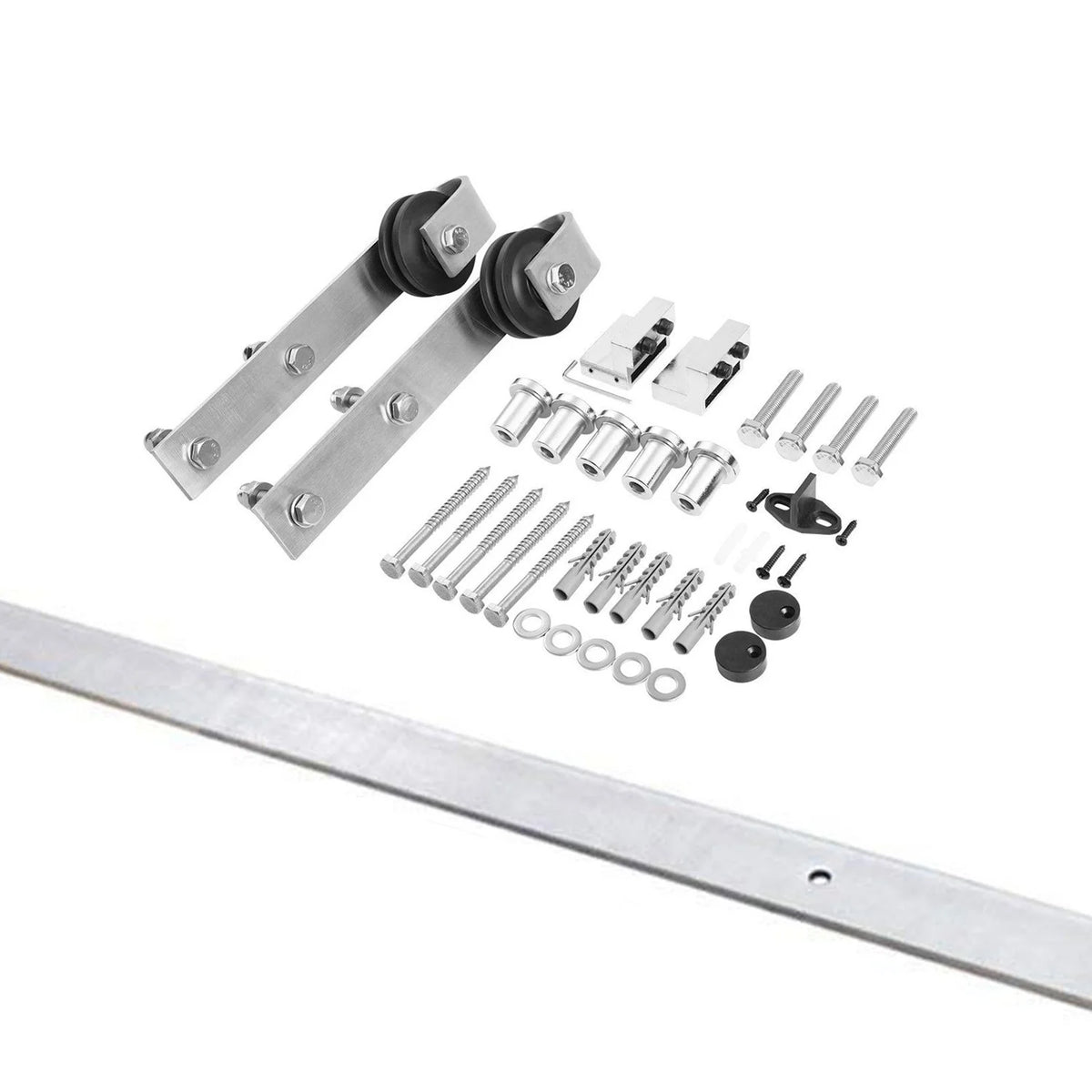 White Silk Solid Panel Interior Barn Door with Stainless Steel Rail Track Set Q702