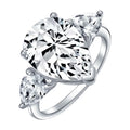 7CT .925 Sterling Silver CZ Pear Teardrop Engagement Ring L3126